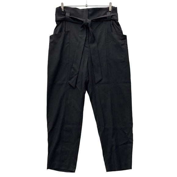 IRO Black 100% Wool Paxi Paperbag Tie Waist Trousers Pants Sz EUR 42 (34W) 0113 - Picture 4 of 14